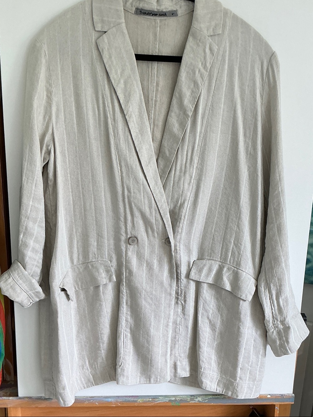 Light Beige Relaxed Linen Blazer  made in Italy